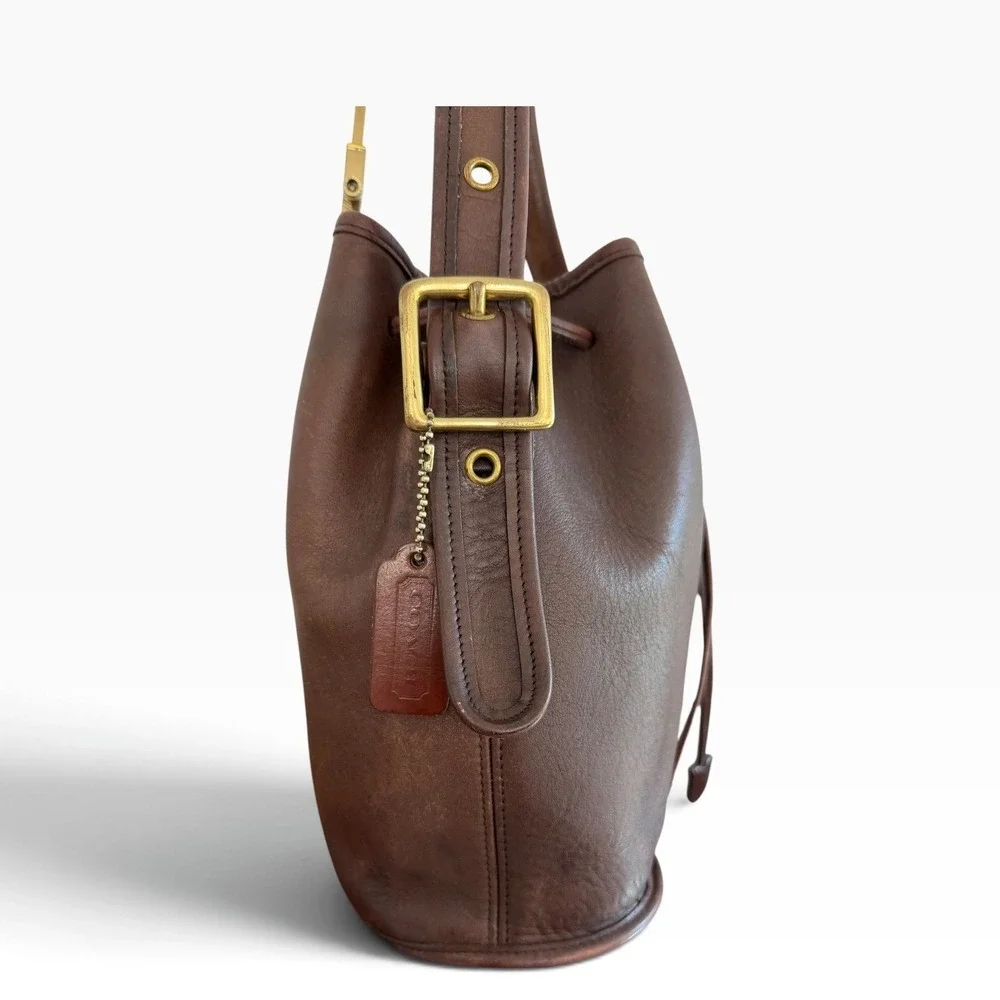 Vintage 1996 Coach Lula's Legacy 9952 Brown Leather Drawstring Bucket Bag